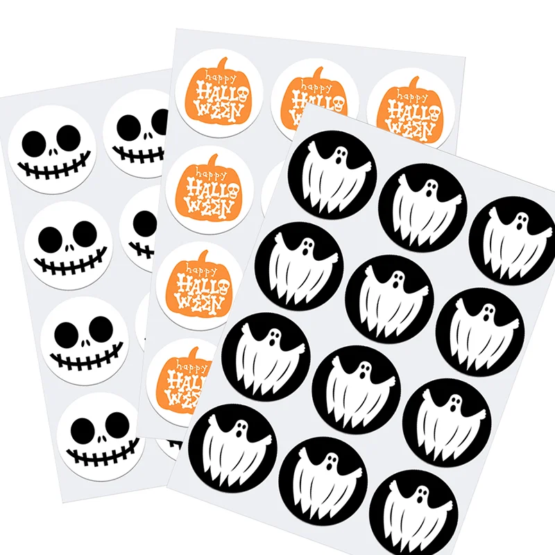 Happy Halloween Decoration Labels Seal Stickers Scary halloween ghost or pumpkin face Cat Elf Witch Ghost Sealing Gift Sticker