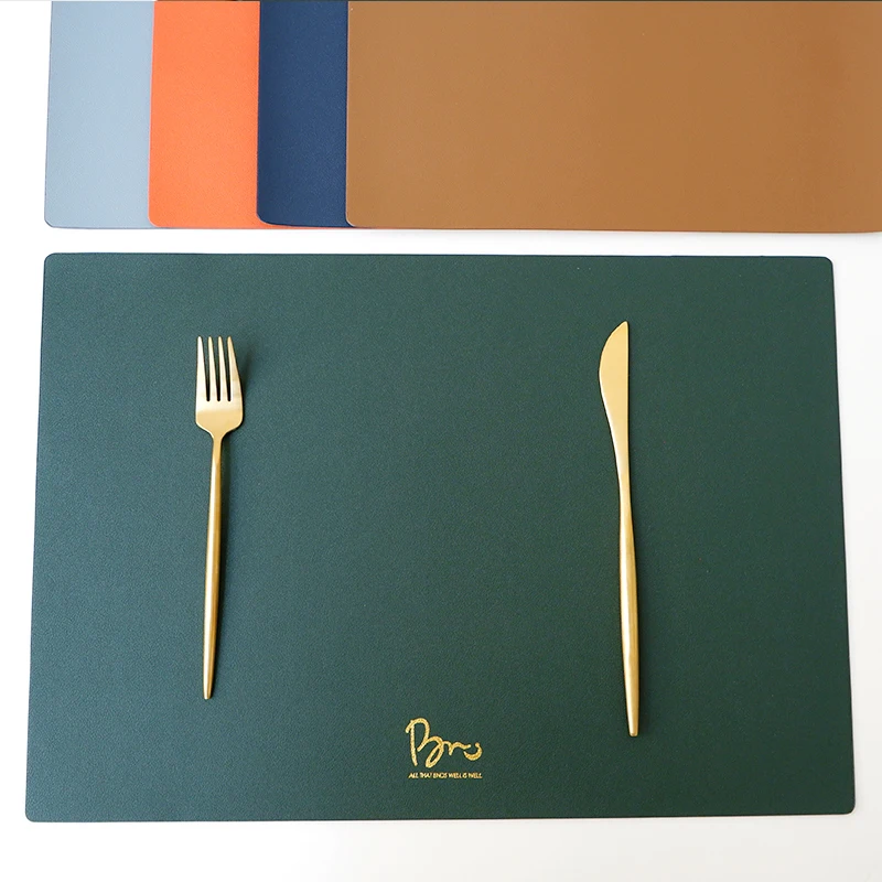 "Leather Tableware Mat Kitchen Restaurant Heat Placemat Nordic Flower Large High Temperature Placemat Anti-Scald Heat Proof Mat