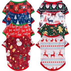 Cottton Dog Clothes Snowman Elk Gingerbread Man Vest Christmas For Small Large Cat New Year Costume Supply T-Shirt Pet Product