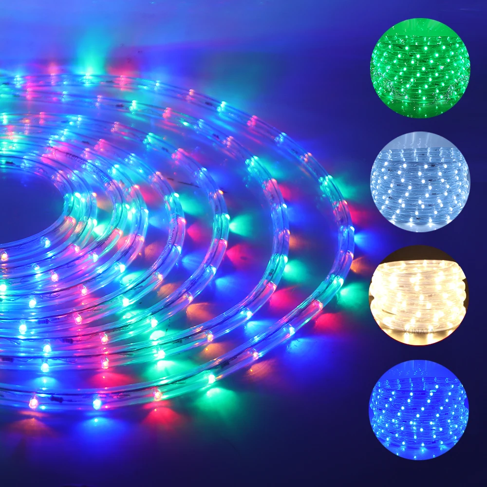 

EU 220V LED Rope Tube String Fairy Lights 360 Degree Ligthing Waterproof Outdoor Garden Lamp Multi Rainbow Neon Sign Led Strip