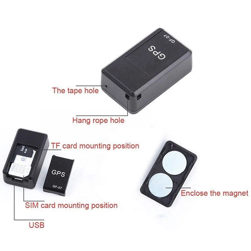 GF-07 Mini GPS Tracker Vehicle Strong Magnetic Free Installation GPS Tracking Locator Personal Tracking Object Anti Lost Tracer