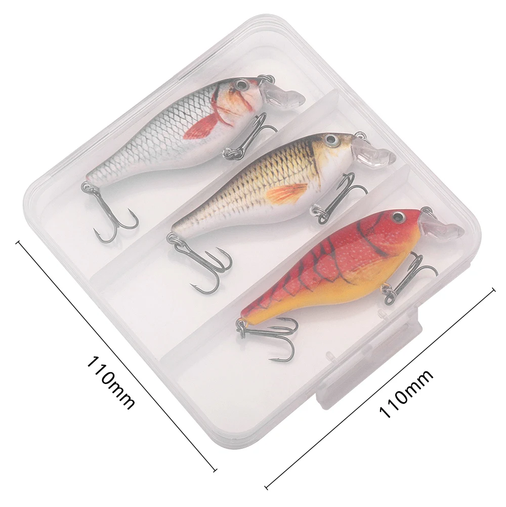 GOBASS 3 stücke 80mm 11g Jerkbait Angeln Schwimmende Minnow Köder Bass Wobbler Für Trolling Harte Künstliche Köder Crankbait Tackle kit – Detail 5