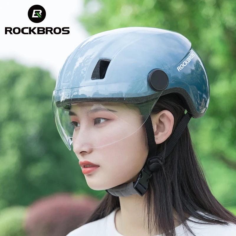 ROCKBROS Unisex Electric Bicycle Helmet with Goggles for 58-62cm Head Circumference Men Lady MTB Road Bike Motorcycle Safety Cap