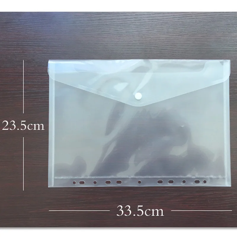 A4 Transparent Document Storage Bags 11 Hole Plastic Envelope Folder File Bag With Snap Button Filing School Test Paper Holder