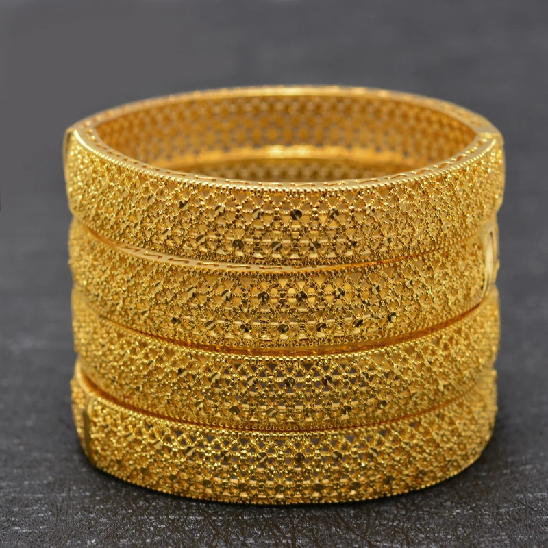 Dubai Kuwait Luxury Gold Color Jewelry Bangles For  Girl friend Ethiopian African Women Dubai Bracelet Party wedding Gifts