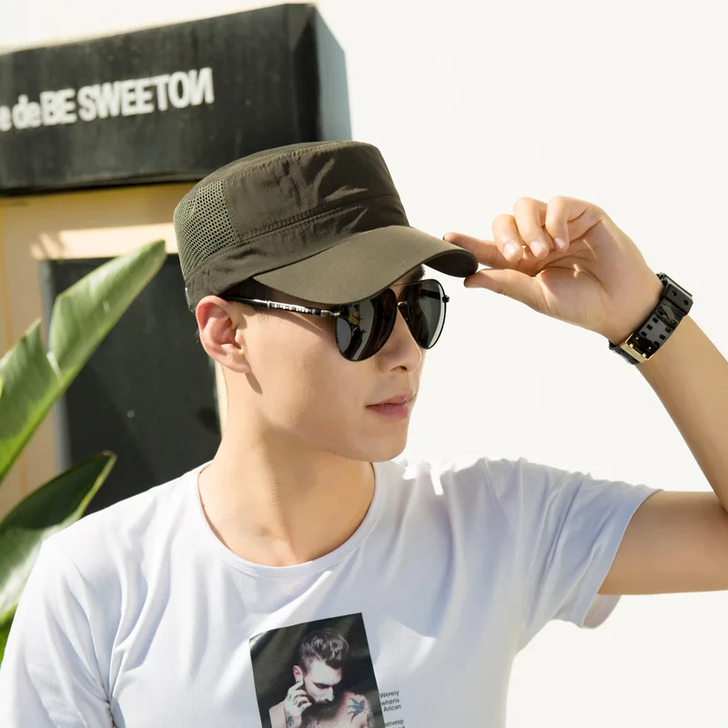 Summer Autumn Quick Drying Breathable Thin Men\'s Baseball Cap Outdoor Sports Fishing Travel Cycling Climbing Military Flat Hat