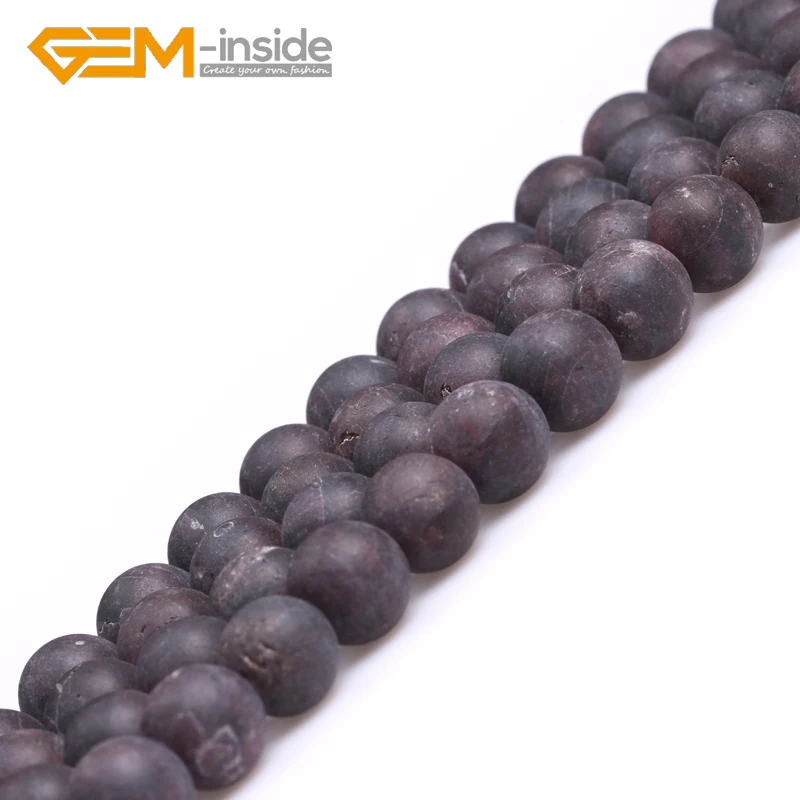 4mm-12mm Round Frosted Matte Antiqued Red Garnets Natural Stone Beads Strand 15 Inches For Jewelry Making  Bracelet Necklace DIY