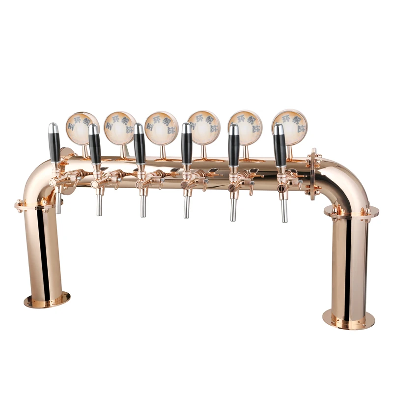 

TWELVETAP Stainless Steel Beer Tower With 6 Tap With Led Light beer Medallion Door Shape 6 lines Small beer column Rose Gold