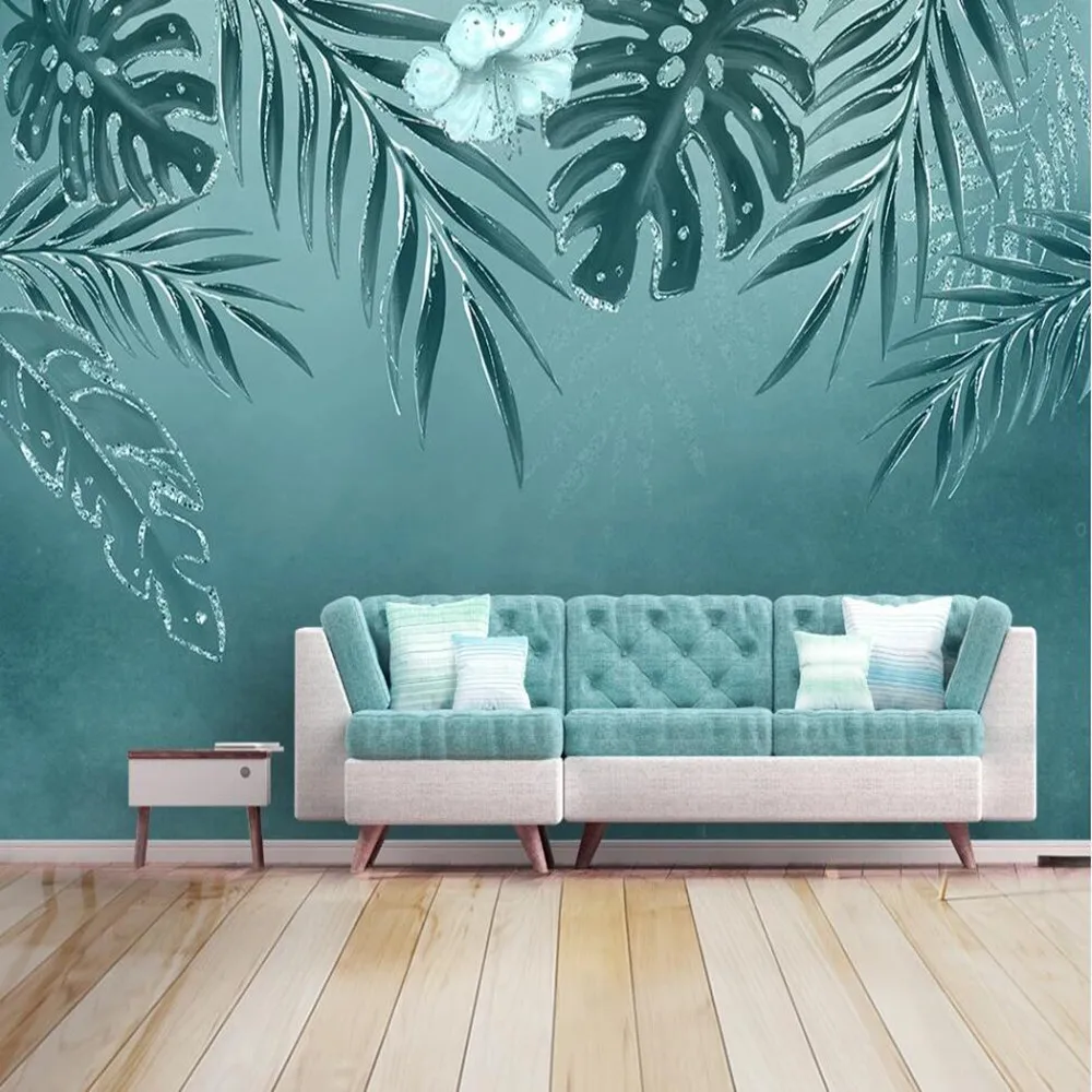 

milofi custom large wallpaper mural hand painted tropical plant leaves background wallpaper mural