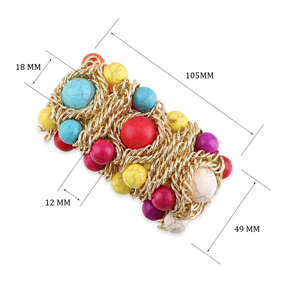 HAHA&TOTO New Arrived Imitation Turquoise Handmade Beaded Bracelet for Women Statement Strands Elastic Bangle Drop-shipping