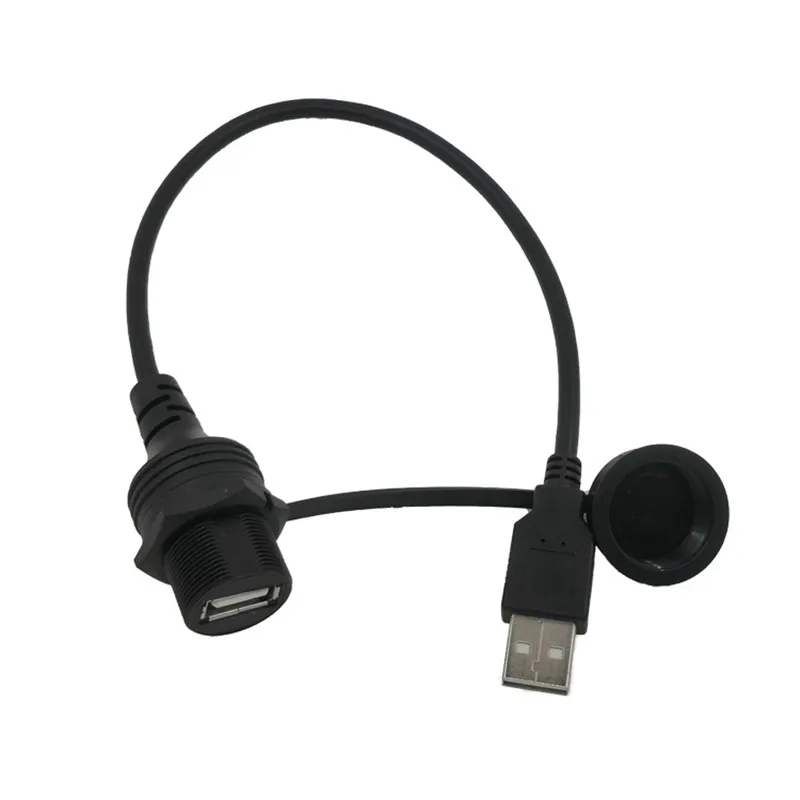 USB2.0ชายหญิงAUX Flush Panel Mount Extensionสำหรับรถบรรทุกรถจักรยานยนต์รถจักรยานยนต์USB2.0 Extensionสาย