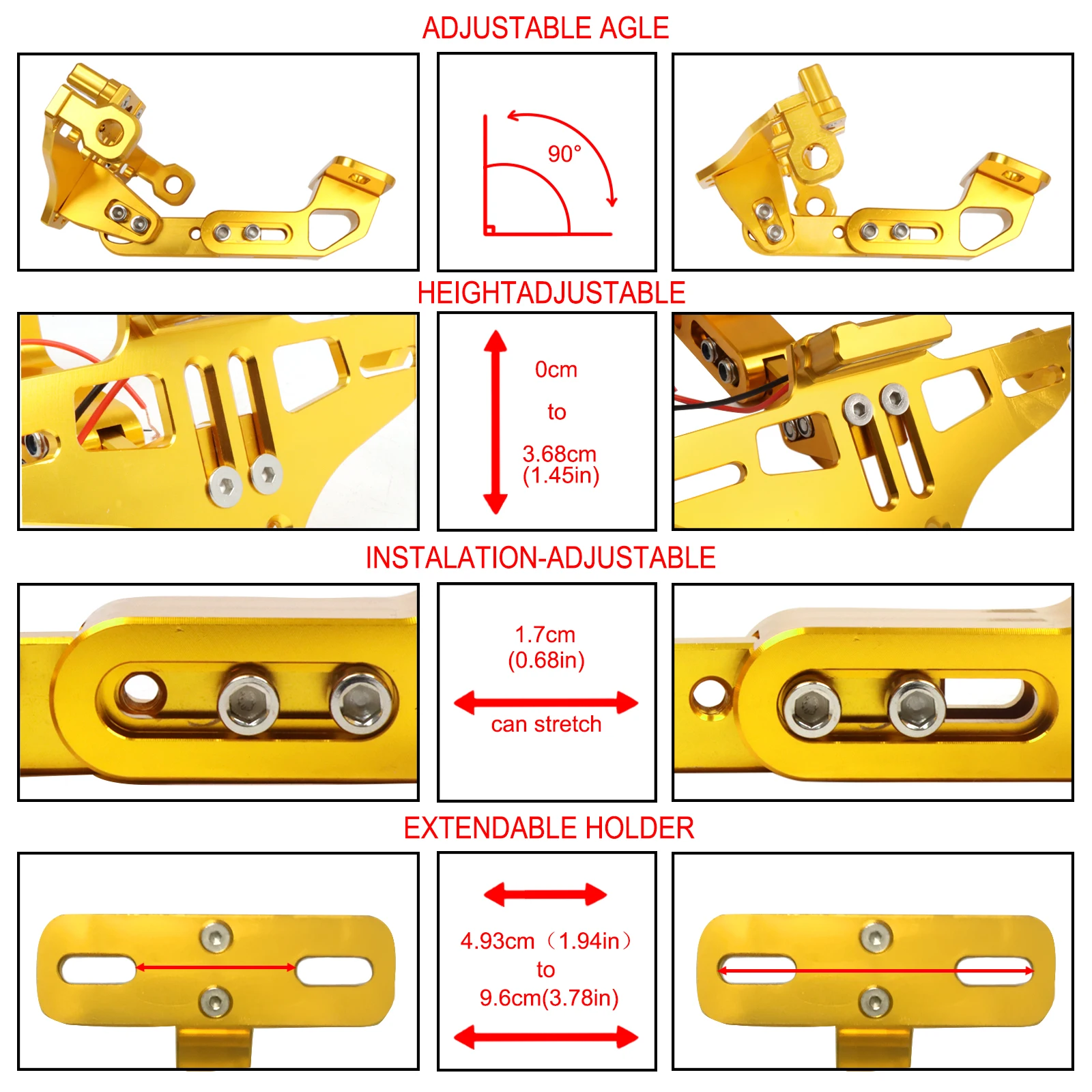 For Suzuki GSXR 600 750 1000 K4 K5 K6 K7 K8 K9 Universal CNC Rear License Plate Mount Holder With LED Light Hayabusa GSX-R 1300