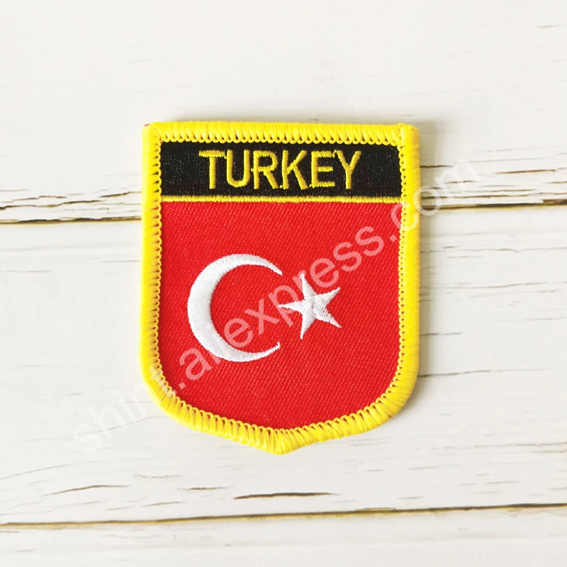 Turkey National Flag Embroidery Patches Badge Shield And Square Shape Pin One Set On The Cloth Armband Backpack Decoration Gifts