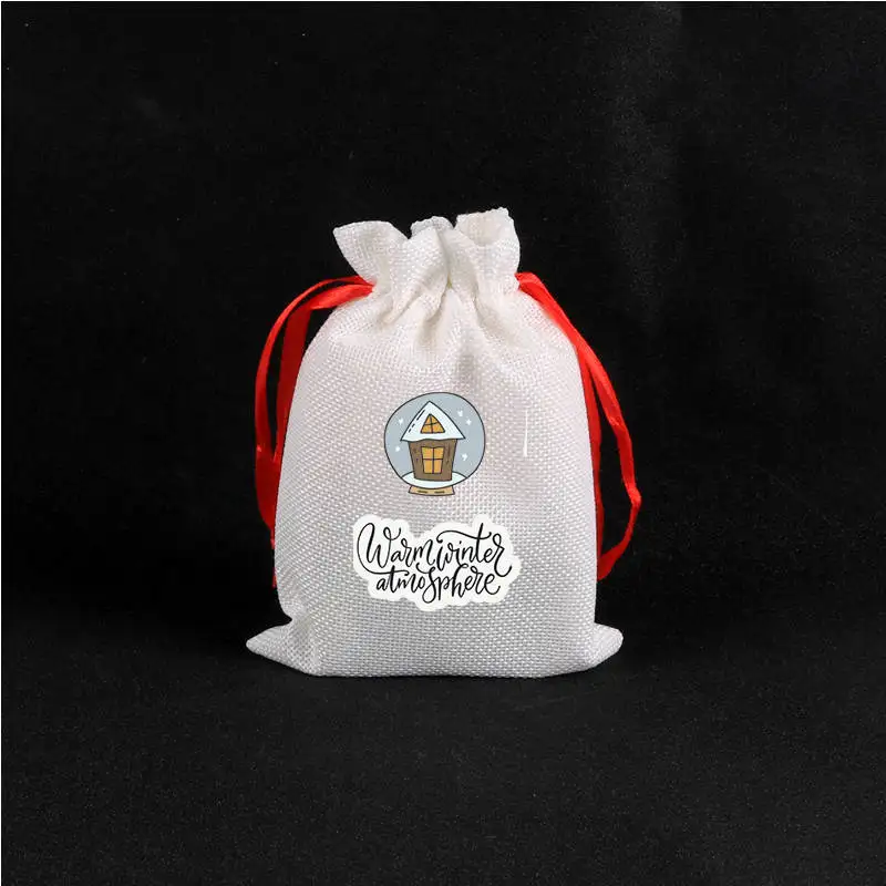 4Pcs/Lot White Jute Bags 10x14cm 13x18cm Linen Storage Bags Christmas Drawstring Gift Bag Jewelry Candy Boutique Packaging Bags