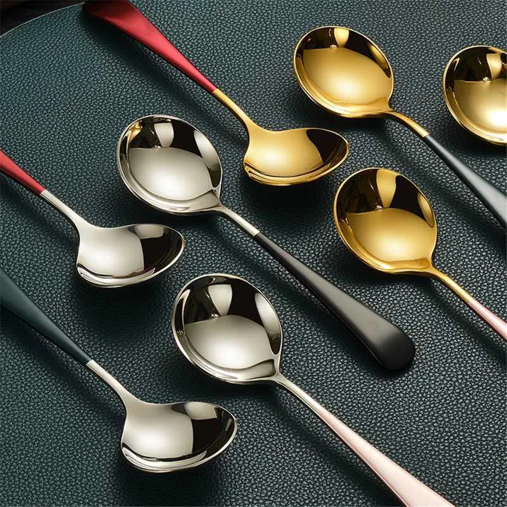 

Kitchen 304 Stainless Steel Exquisite Spoons European-style Household Milk Teaspoon Creative Cute Round Coffee Spoon 1PCS