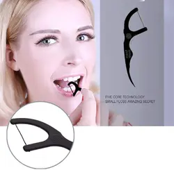 50/100Pcs Bamboo Charcoal Dental Floss Stick Dental Floss Manufacturers Wholesale Oral Care Home Hotel Toothpick Line High-Fine