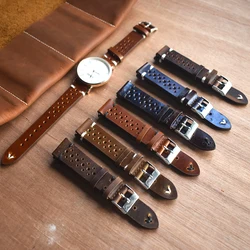 Handmade Vintage Genuine Leather Strap Watch Band 18mm 20mm 22mm 24mm Watch Accessories Bracelet Brown Watchband Replacement