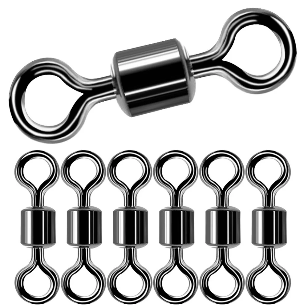 20/100Pcs Fishing Barrel Bearing Rolling Swivel Solid Ring LB Lures Connector 5 Size 7-12mm Fishing Tackle Accessories Fish Tool