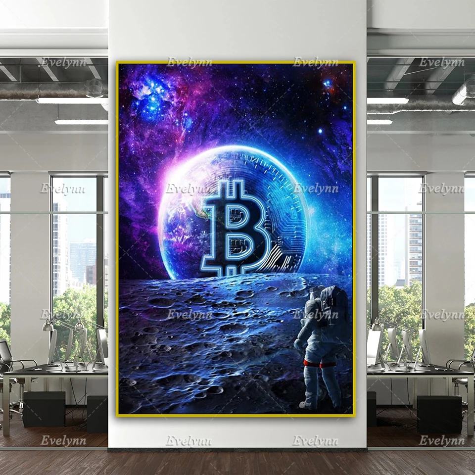 

To The Moon Astronaut Fantasy Space Currency Poster Home Decor Canvas Wall Art Prints Living Room Decoration Unique Gift