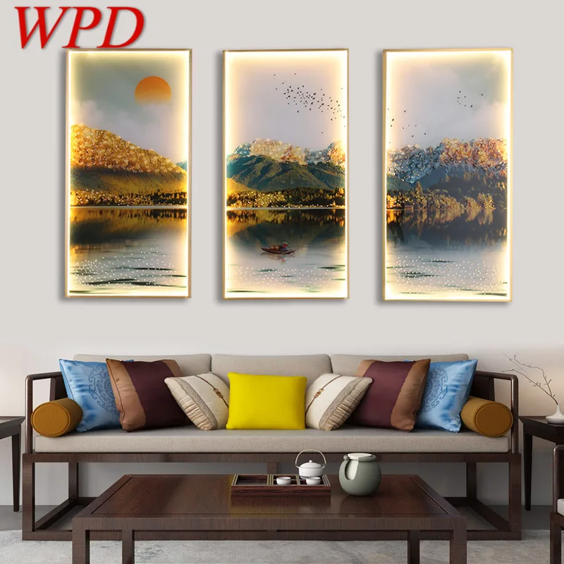 WPD Wall Sconces Lights Contemporary Three Pieces Suit Lamps Landscape Painting LED Creative For Home