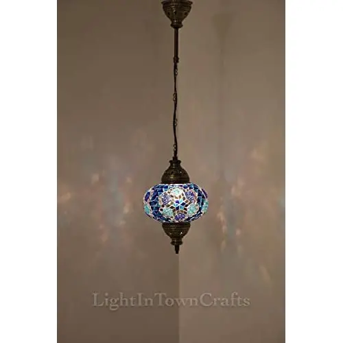 

LaModaHome Pendant Chandelier LAMP English Tiffany Moroccan Mosaic Hanging Ceiling Light Lamp Night Art Handmade Lighting Lampshade Li