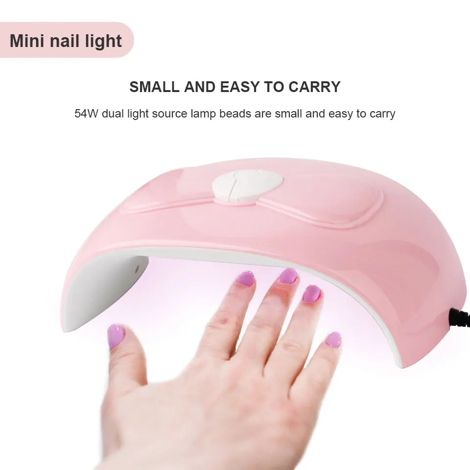 Mini 54 W Nageldroger Machine UV LED Lamp Draagbare USB-kabel Thuisgebruik Nagel UV Gel Vernis Droger 18 LED UV manicure Lamp nagels