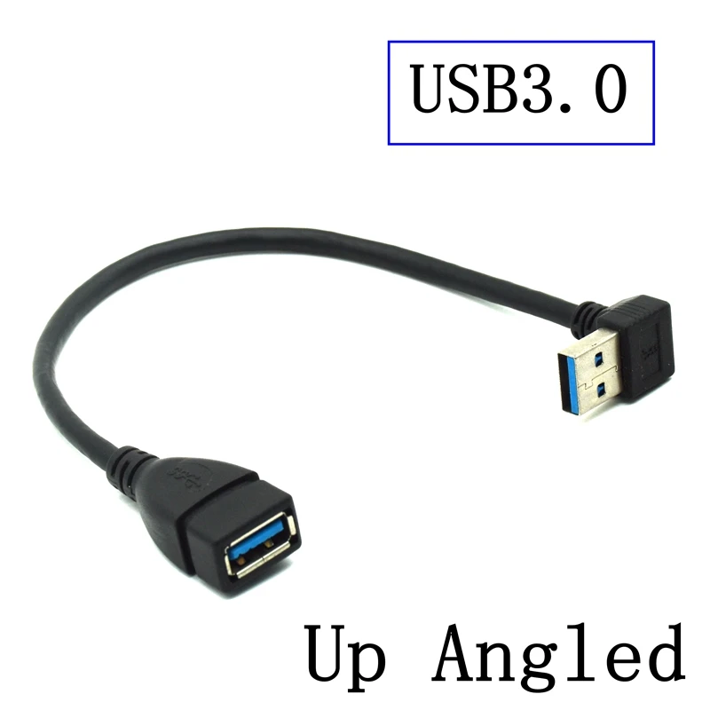 90 Degree Right & Left Elbow Super High Speed USB 3.0 Male To Female Cable Extension 15cm