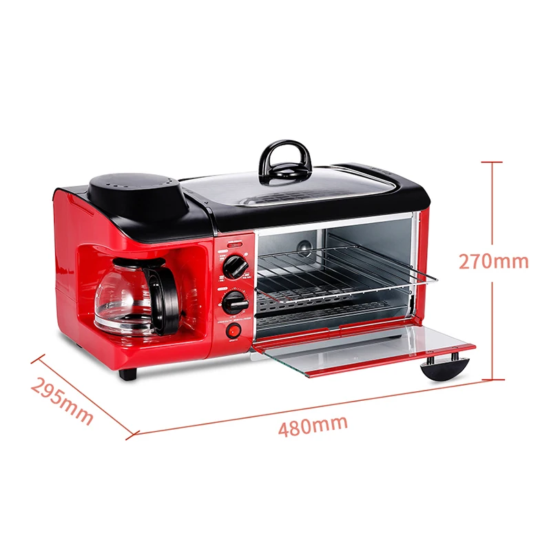 3 In 1 Breakfast Machine Multi-Function Breakfast Making Machine Electric Coffee Machine Omelette Frying Pan Toast Baking Oven