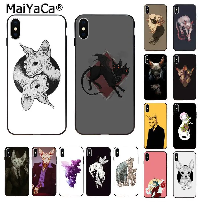 MaiYaCa animal Sphynx Hairless cat Printing Drawing Phone Case cover for iphone SE 2020 11 pro 8 7 66S Plus X XS MAX 55S SE XR