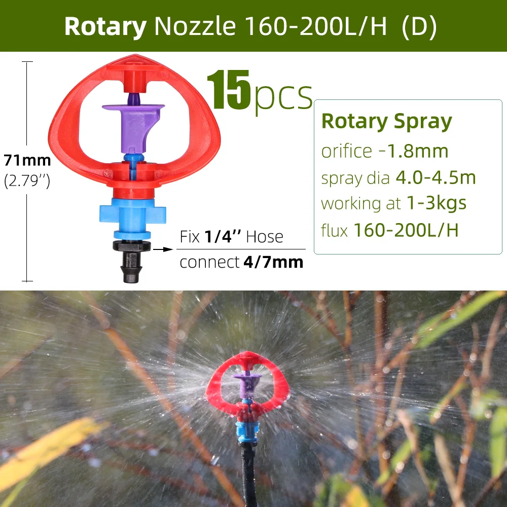 24 rodzaje nawadniania zraszaczy szklarniowych z 1/4 \'\'Barb Garden Mist emiters Stake Micro Spray dysze obrotowe