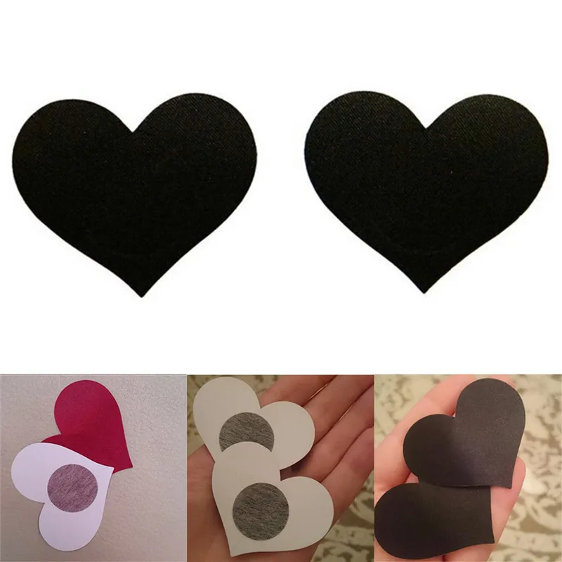 1 Pair Breast Petals Heart Shape Adhesive Nipple Covers Breasts Petals and Sticker Emptied Chest Breast Petals 4 Colors