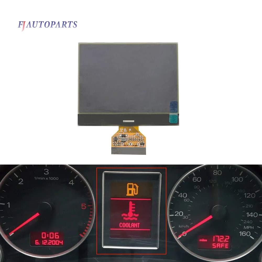 Display LCD para Audi, tela do velocímetro com conector de fita curta, conjunto de instrumentos, A4, B6, B7