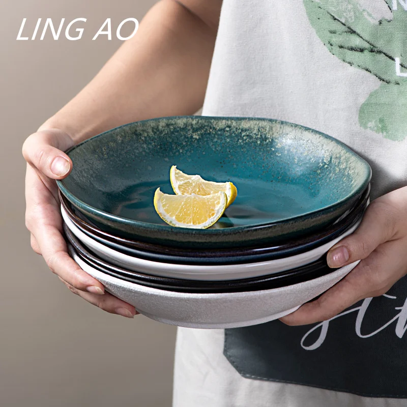 LingAo-Japanese Creative Ceramic Pasta, Deep Dishes, 8 in