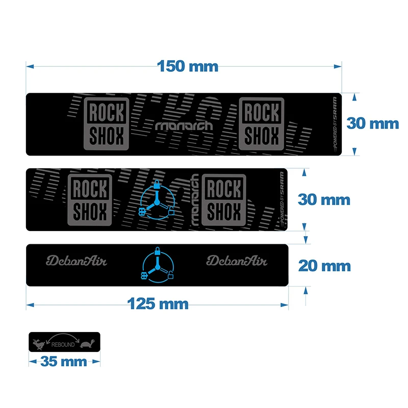 2020-Rockshox Monarch RT3 rear shock stickers MTB AM/DH shck decals