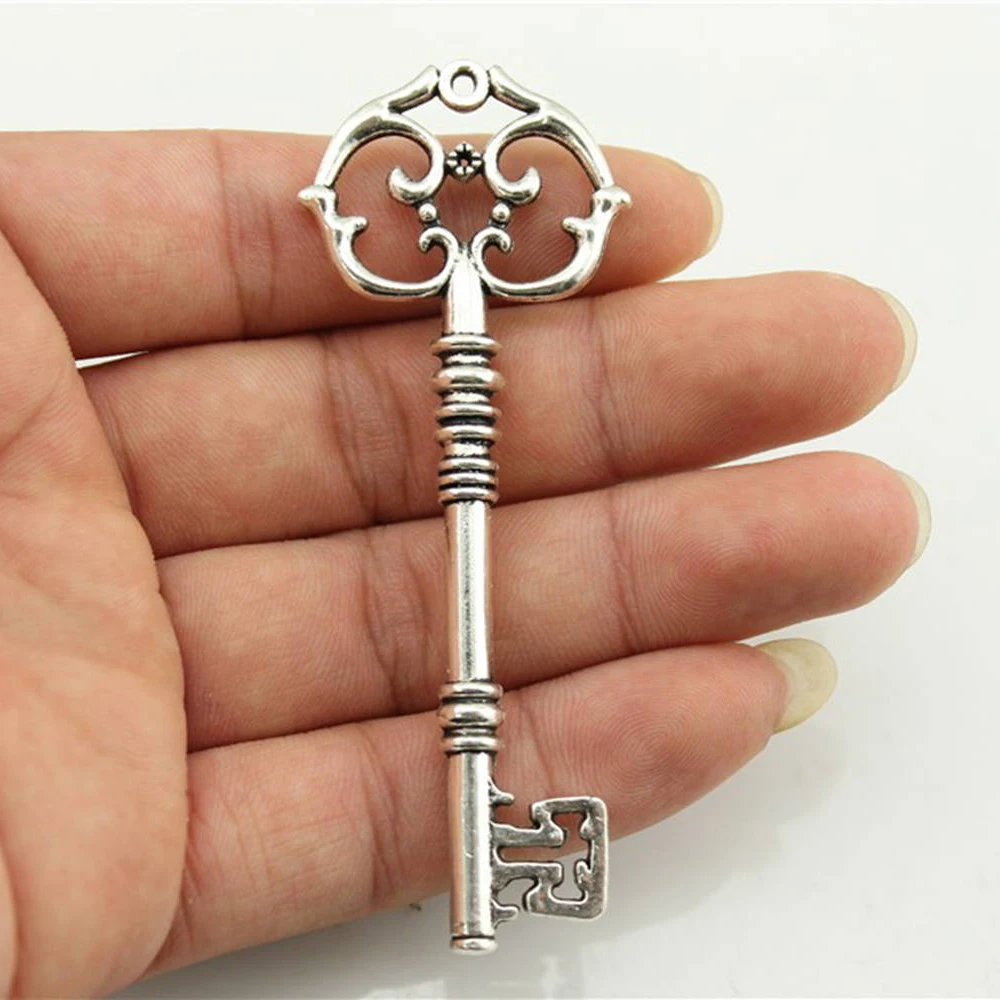 2pcs 82x31mm 3 Colors Antique Silver Color Antique Bronze Plated Decorative Key Pendant Big Key Pendants Big Key Charm