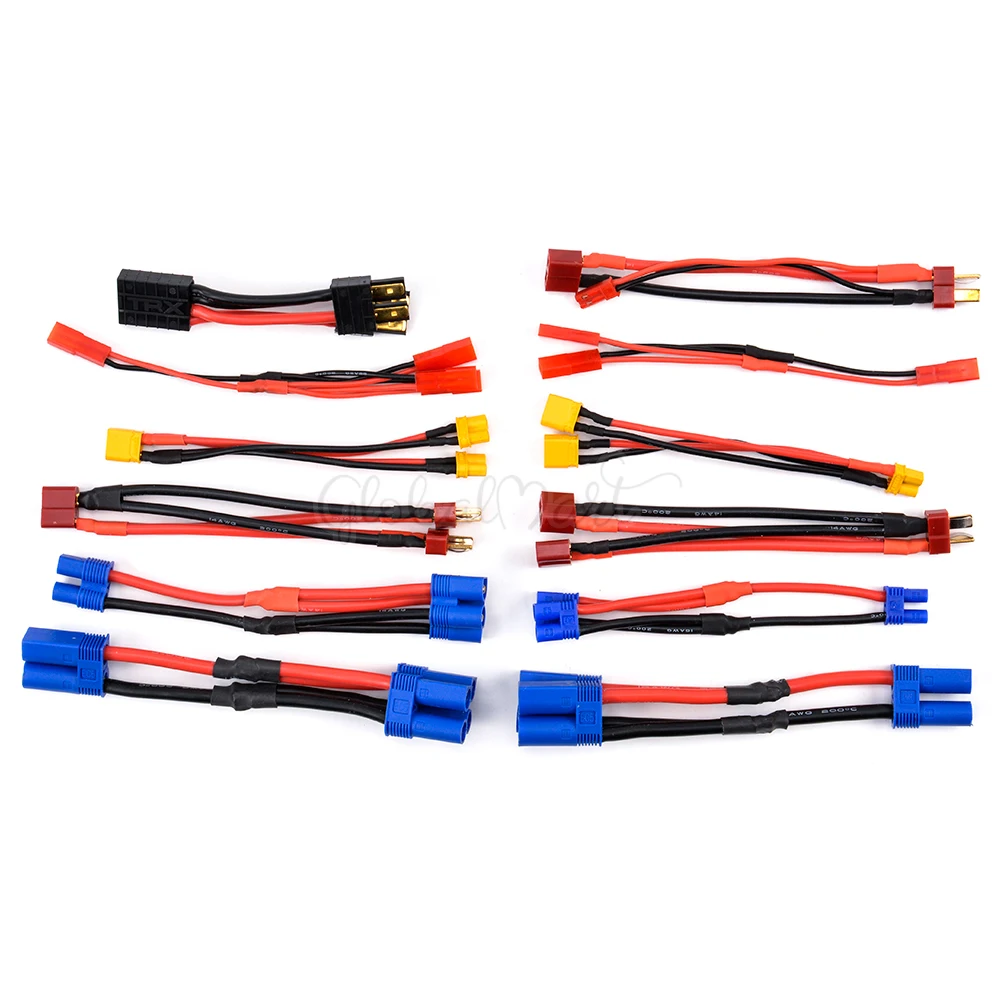 XT30 T Plug EC5 EC3 EC2 JST TRX Parallel Battery Connector Cable Extension Y Splitter Plug Adapter for FPV RC parts