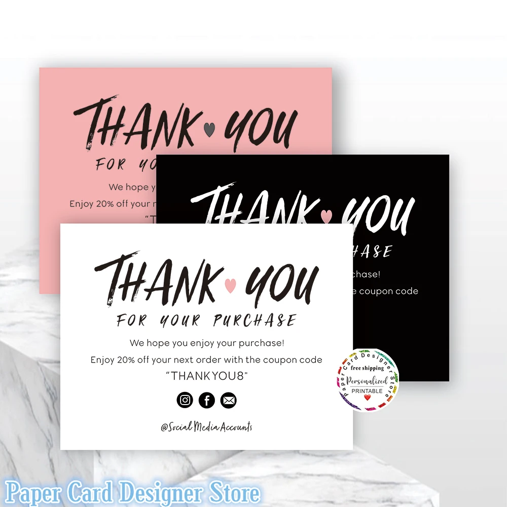 Custom Business Thank You Card Order Inserts Etsy Seller Online store cards Package Inserts Social media card/large size