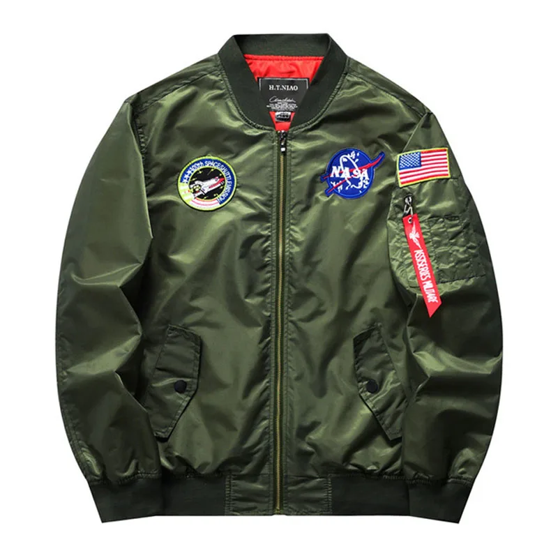 Men Flight Jacket Casual Windbreaker Plus Size 6XL Man Pilot Jacket with Patches Green Thin Mens Coat Outwear Clothing QQ124