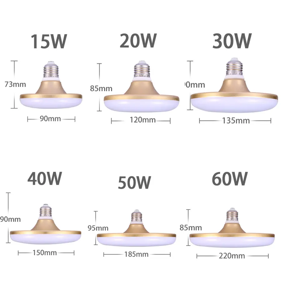 Imagem -05 - Lâmpada Led E27 Leds Lâmpada 220v Ufo Luzes Lâmpada 15 20 30 40 50w Luz de Garagem Super Brilhante para Iluminação Doméstica Candeeiros de Mesa Cozinha