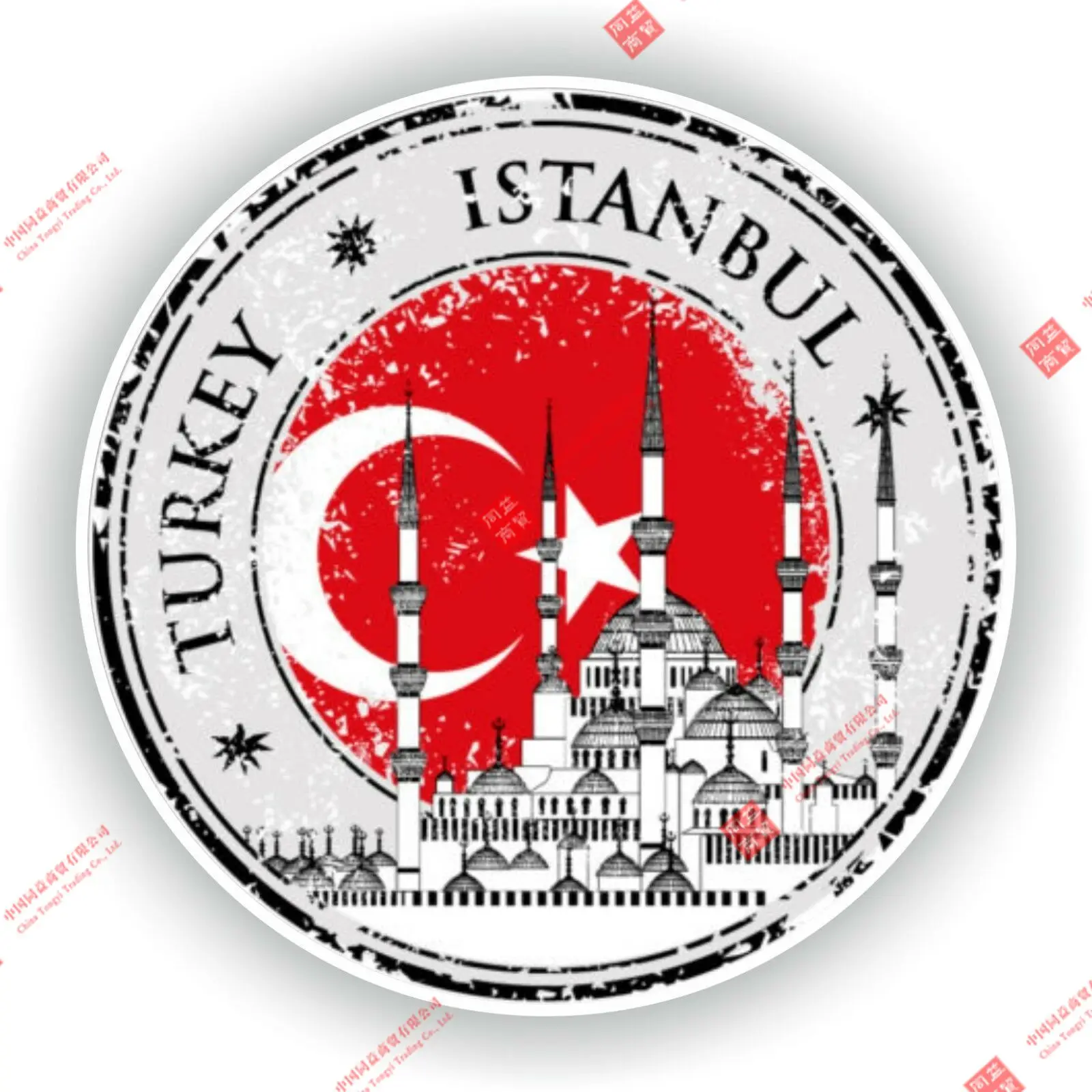 Interesting Car Stickers Istanbul Turkey Stamp Seal Flag Car Styling PVC Vinyl Motorcycl Accessories