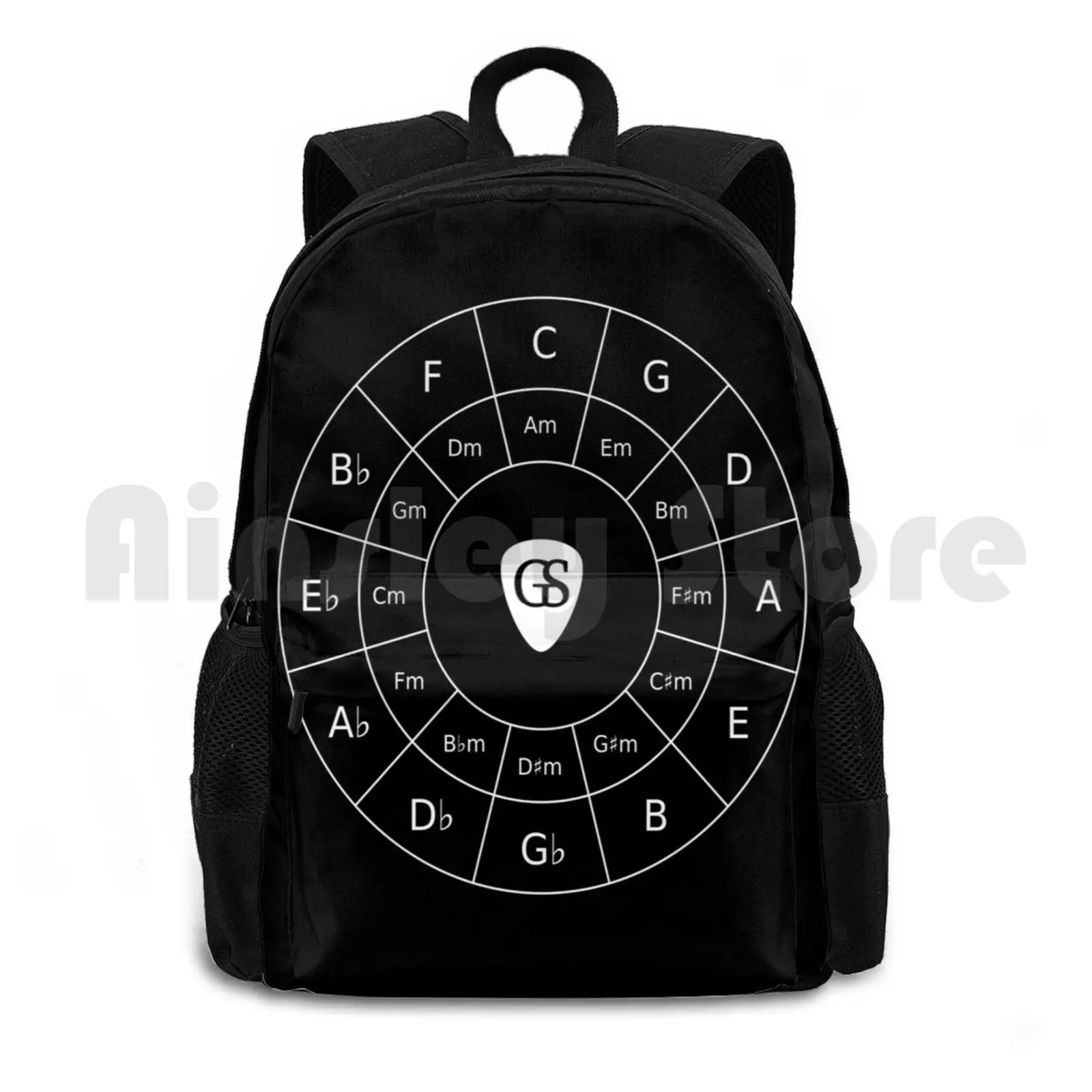 

Circle Of Fifths-White Music Theory Graphic For Musicians Outdoor Hiking Backpack Riding Climbing Sports Bag Circle Circle Of