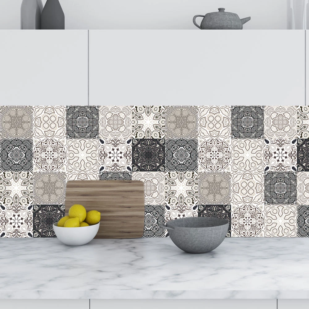

10pcs Retro Pattern Matte Surface Tile Wall Sticker Transfers Covers For Kitchen Table Living Room Decor Wearable PVC Wallpaper