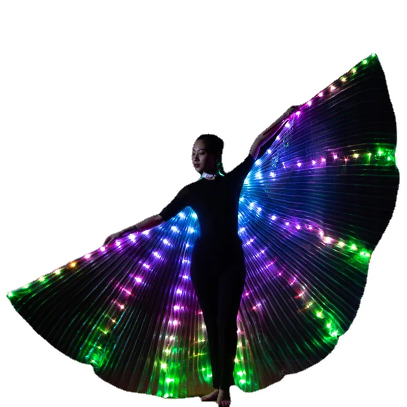 

Belly Dance Led Isis Wings Multi-color Changing Colorful Bellydance Carnaval Costume Egypt Angle Wings Costume Adult Wings Stick