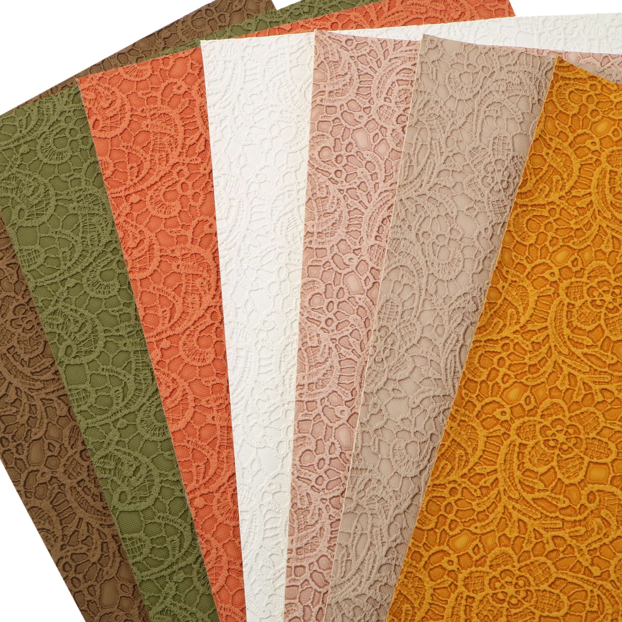 Autumn Color Lace Textured Embossed Solid Faux Leather Sheets For Bows Leather Crafts DIY Handmade Material,1Yc20259