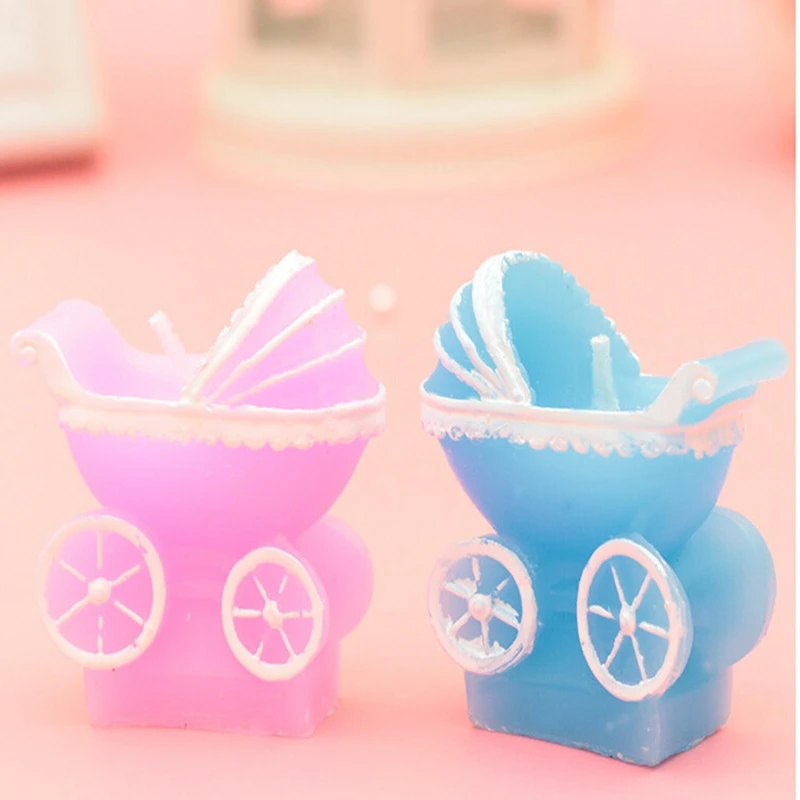 10 stks schattige Mini Creatieve Kinderwagen Baby Verjaardagskaars Kid Kinderwagen Kinderwagen Kaars Taart Cupcake Topper Feestdecoratie