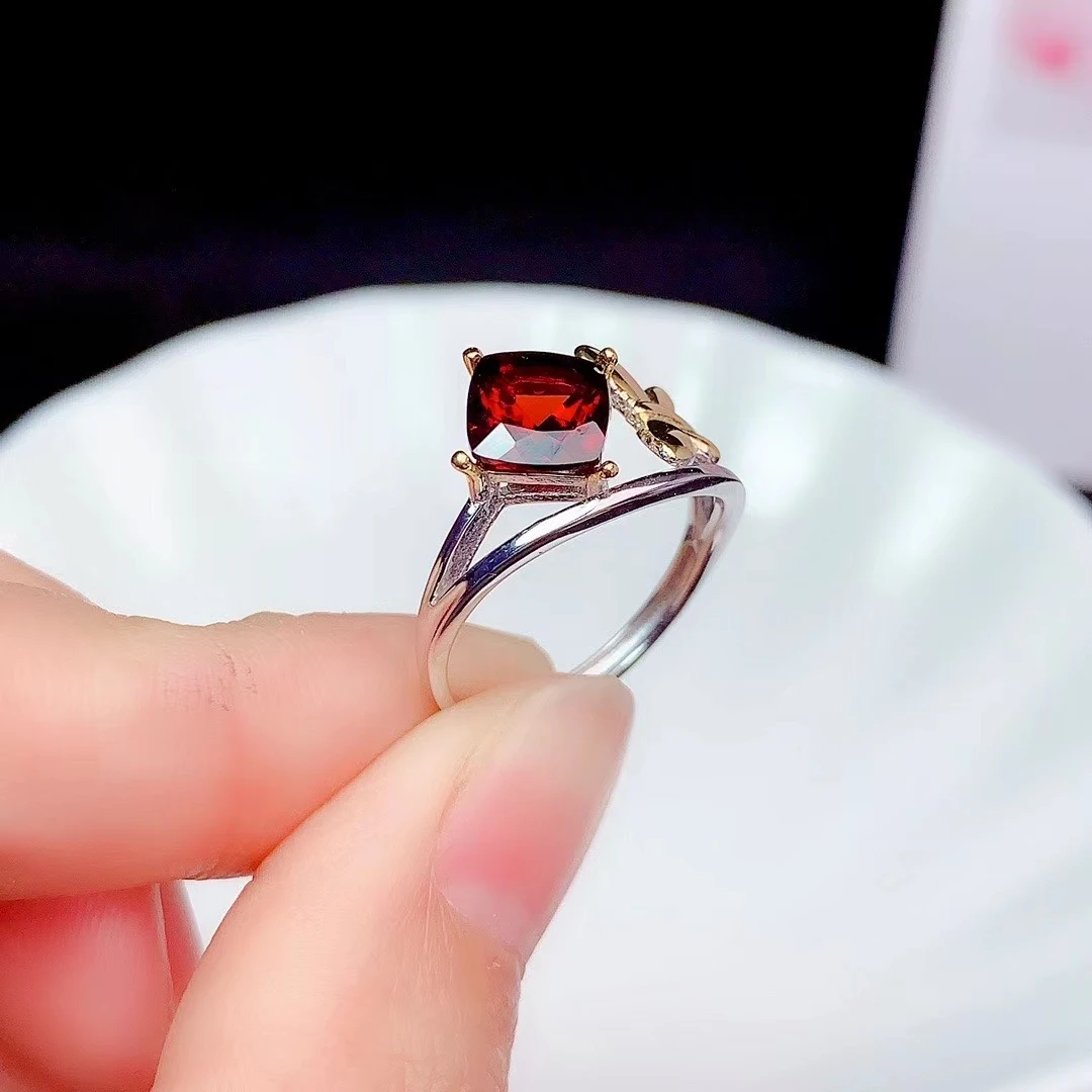 KJJEAXCMY fine jewelry S925 sterling silver inlaid natural Garnet new girl luxury ring support test Chinese style with box