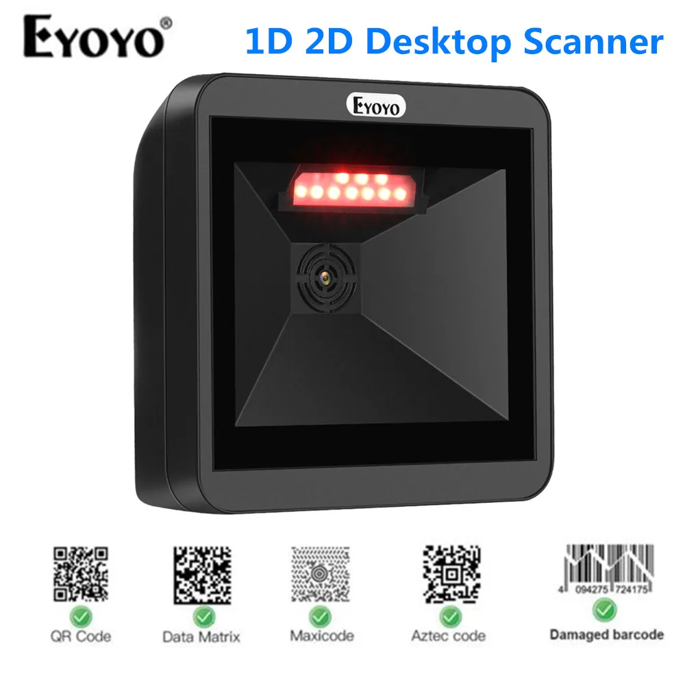 eyoyo omnidirecional 2d wired scanner de codigo de barras infravermelho auto deteccao de digitalizacao decodificacao capacidade hand grande desktop scanner 01