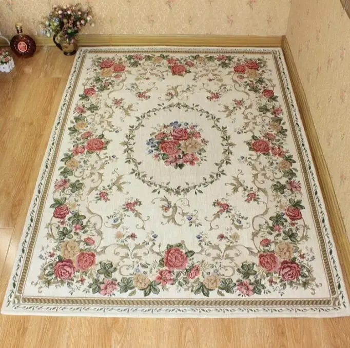Europe Embroidery Carpets For Living Room Soft Rugs And Carpets Bedroom Home Decor Coffee Table/Sofa Floor Mat Floral Area Rug