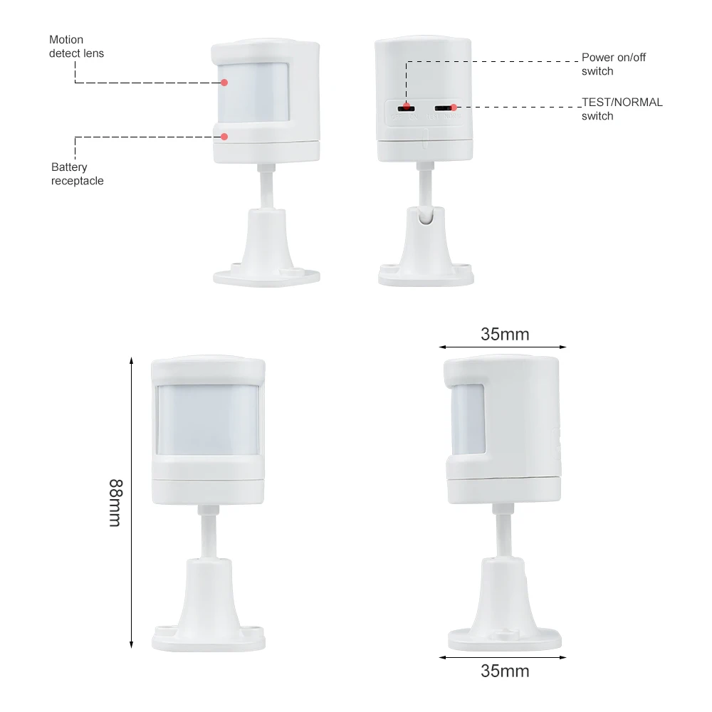 433Mhz Wireless PIR Motion Detector for Home Alarm System Smart Home Movement Sensor With Battery Anti-theft