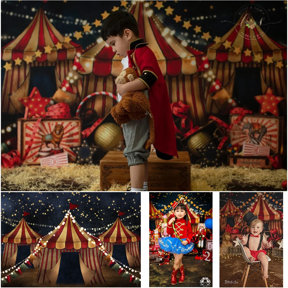 Mocsicka Circus Under The Stars Backdrop Children Birthday Photography Photozone Newborn Baby Cake Smash Background Photo Studio